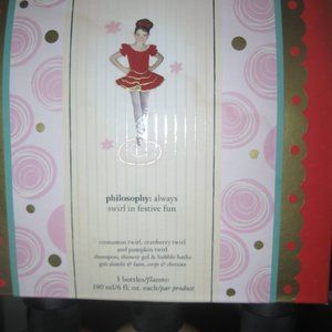 Philosophy's Twirl on top Festive Bath set Shampoo Shower Gel and Bubble Bath